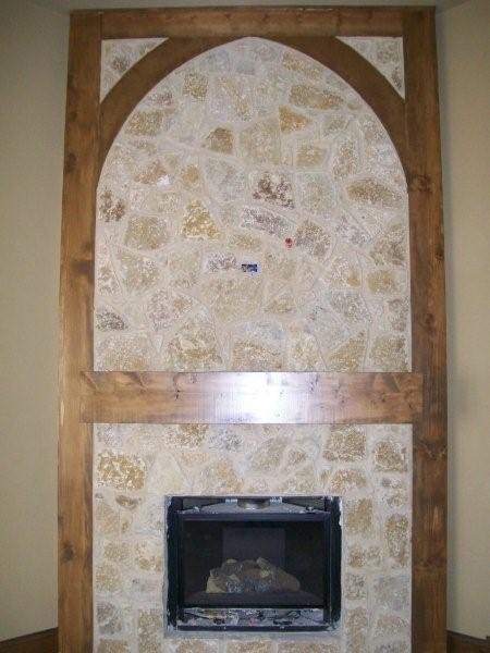 Fire place built out of multi-Color Builders